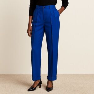 Escada Margaretha Ley Pure Wool Pants 38 Cobalt Blue High Waist Pleated Vintage